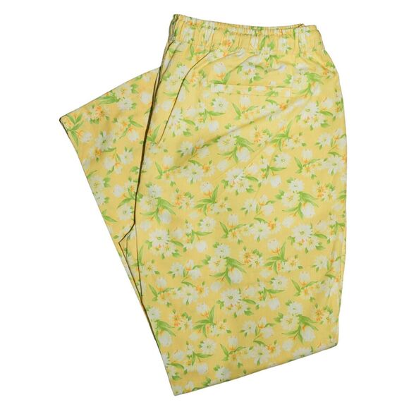 Mens Pants Joggers Yellow Green Floral Drawstring Loose Harem Casual Beach XL - Picture 2 of 6